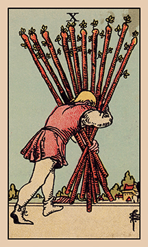 Ten of Wands Rider–Waite–Smith tarot card