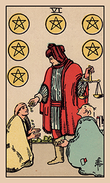 Six of Pentacles Rider–Waite–Smith tarot card
