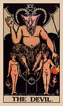 The Devil tarot card illustration from the Rider–Waite–Smith deck