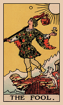 The Fool tarot card illustration from the Rider–Waite–Smith deck