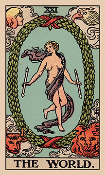 The World tarot card illustration from the Rider–Waite–Smith deck